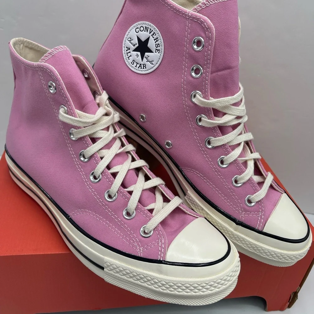 Converse Men’s A03795C CHUCK 70 HI AMBER PINK/EGRET/BLACK Pink High-Top Sneakers